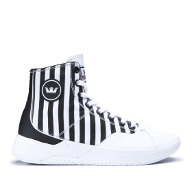 Supra STATIK Høye Sneakers Dame Hvite Stripete/Hvite | NO-65047